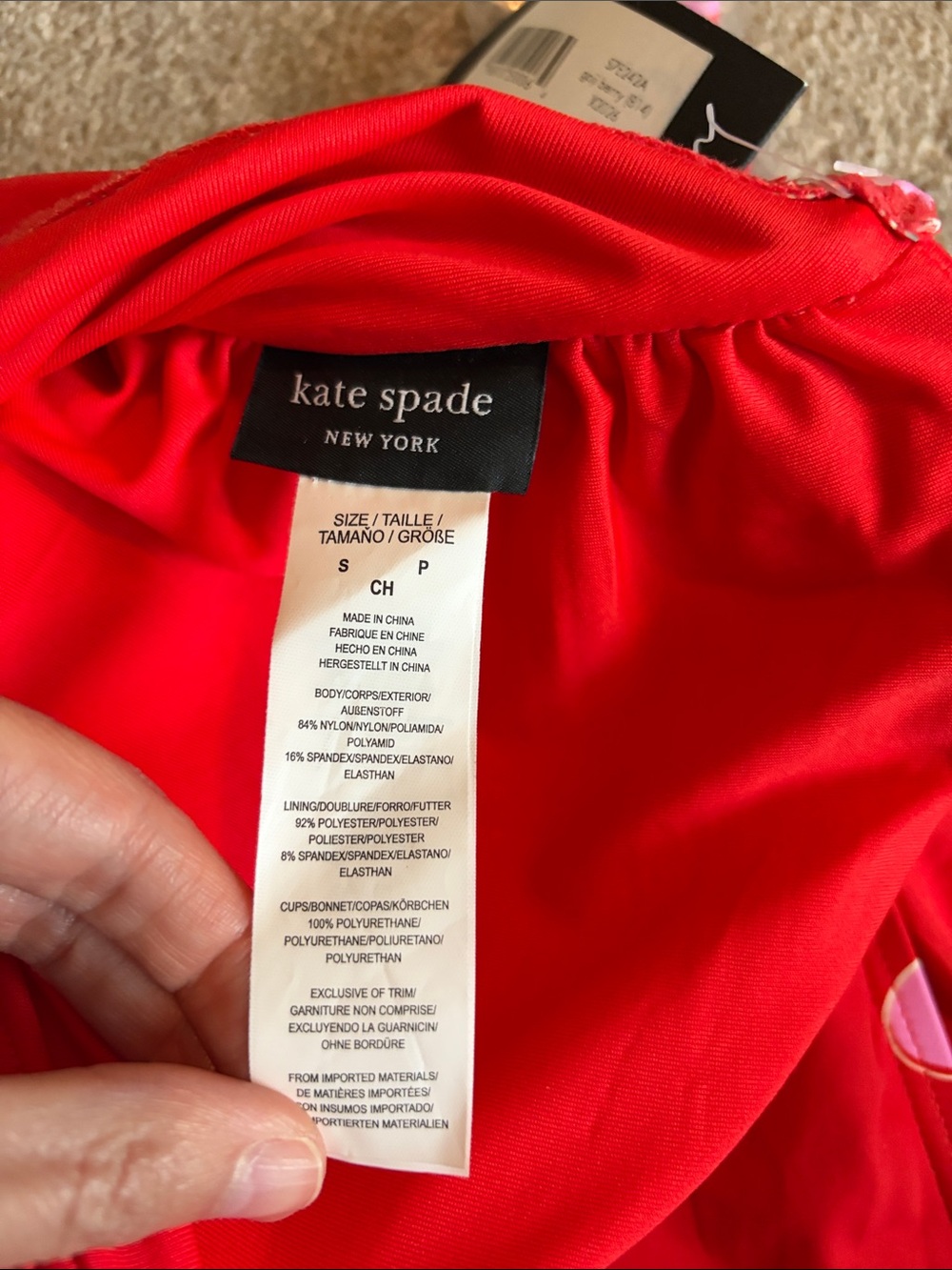 kate spade goji berry Red One-Piece Swimsuit with Pink Polka Dots size small - Picture 4 of 10
